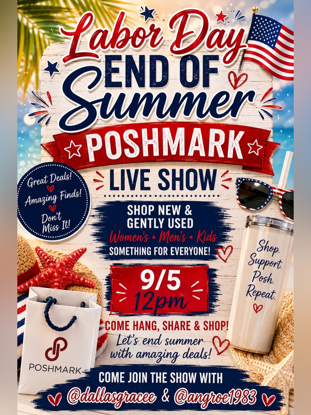 Labor Day End of Summer Poshmark Live Show Promo Graphic
